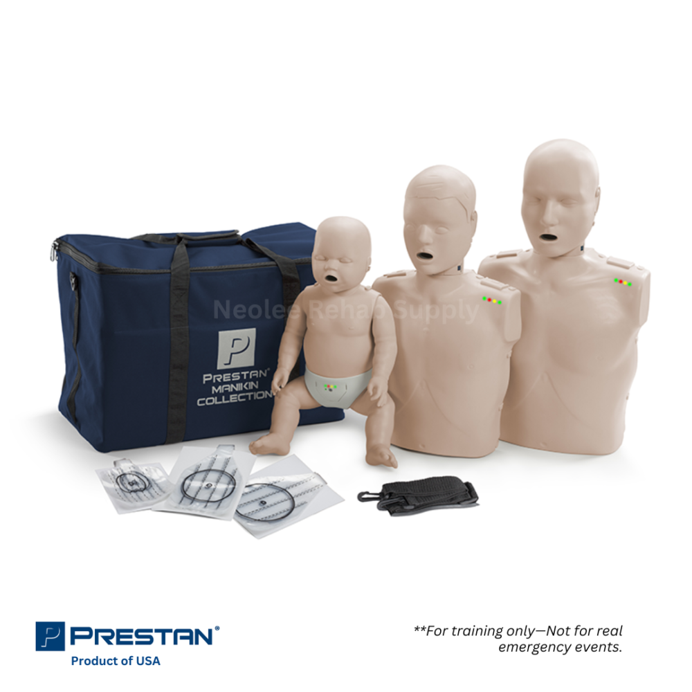 Prestan Professional Collection CPR manikins set for comprehensive adult, child, and infant training