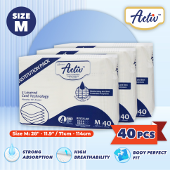 Activ REGULAR adult diapers institutional pack with 40pcs M size absorbent protection for daily incontinence care