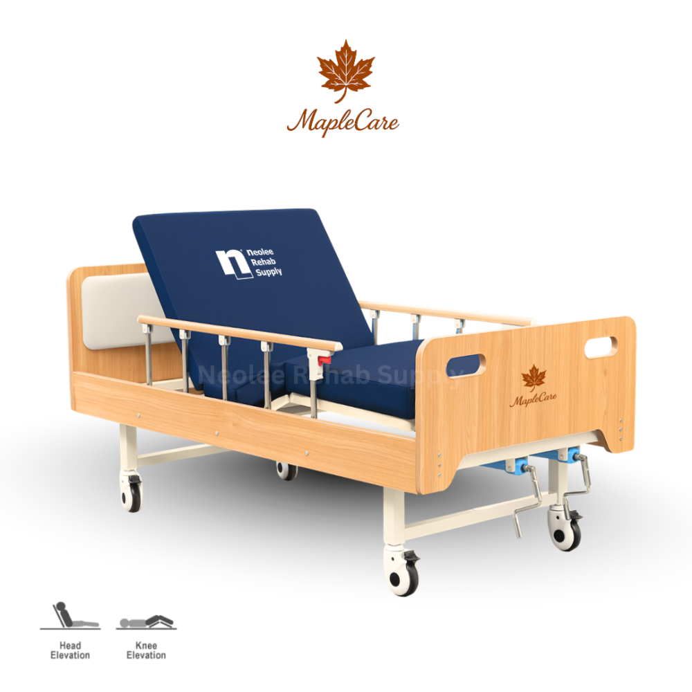 MapleCare 2-function manual homecare bed with adjustable head, knee, for patient care