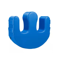 Blue patient turnover cushion for bedridden patient repositioning and caregiver assistance