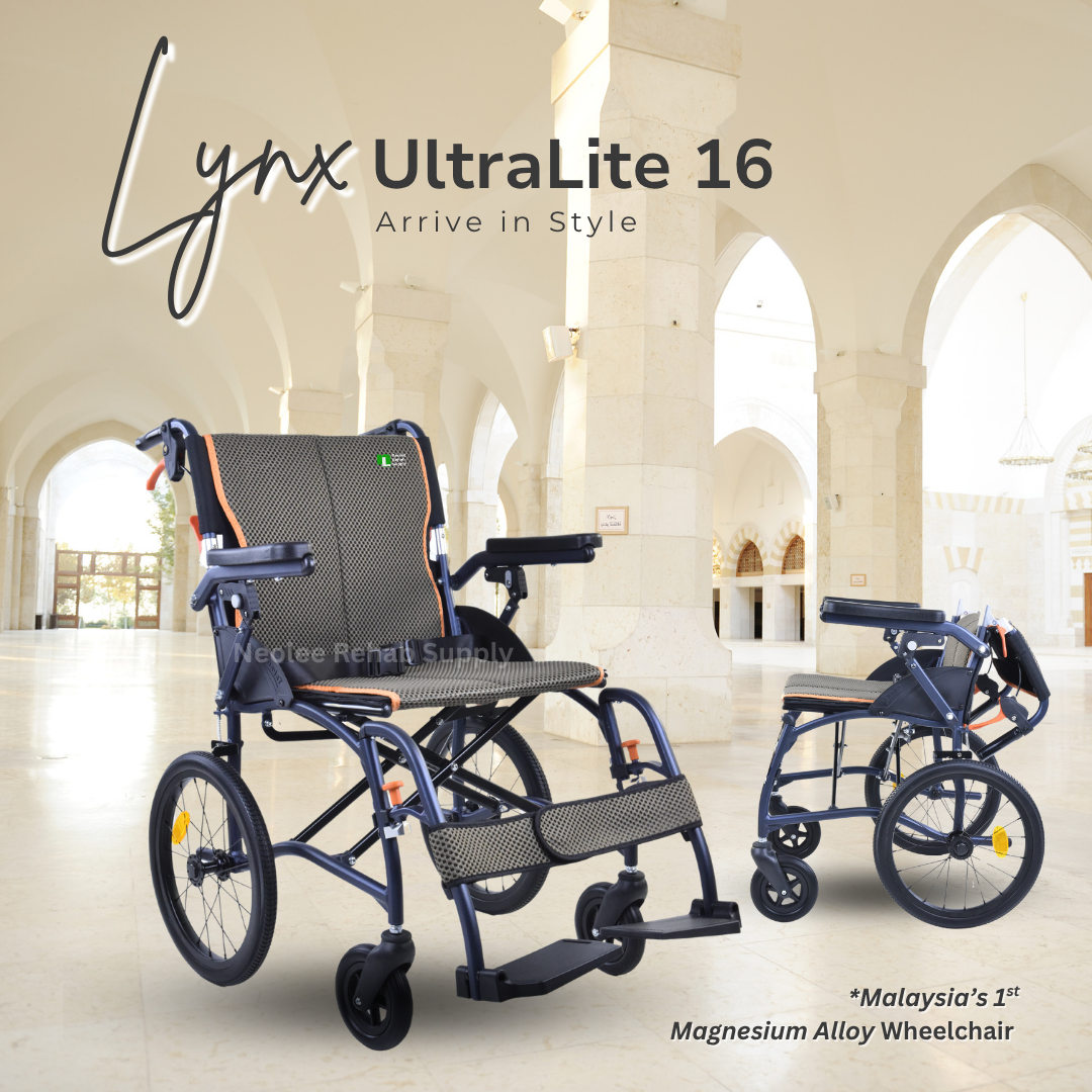 Lynx UltraLite 16 lightweight magnesium wheelchair displayed in a modern home environment suitable for indoor and outdoor use.