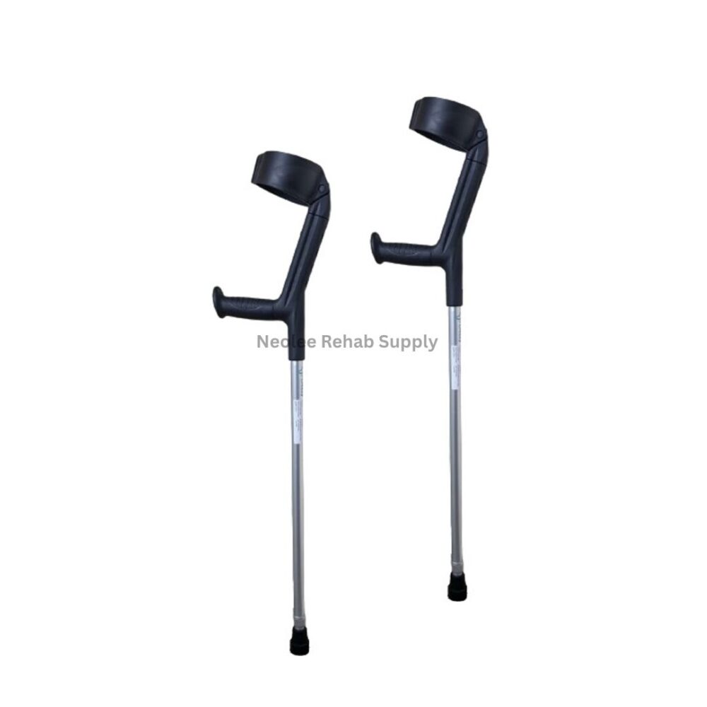 Erganomic adjustable elbow crutches with flexible and adjustable forearm